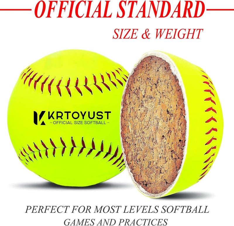 KRTOYUST ® Softball Ball,11" & 12" Official Size Softballs Great for Practice Training - Comply with Official Size and Weight Standard - Image 2